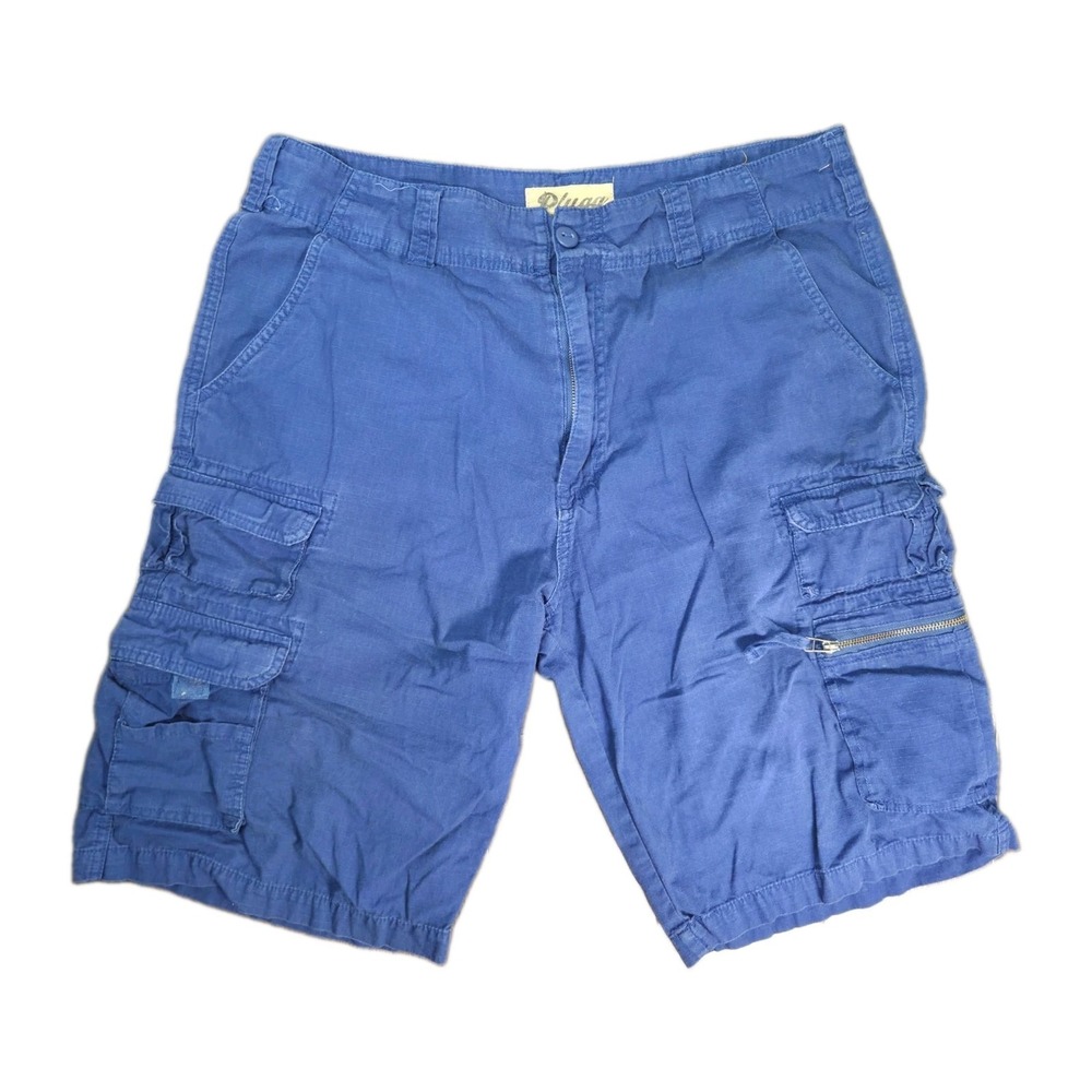 Vintage Plugg Mens 36×12 Royal Blue Cargo Shorts Y2k Heavy Duty Colorful Ripstop